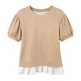 thumbnail image 6 of Posijego Womens Short Sleeve Sweatshirt Crew Neck Puff Sleeve Summer Tops Ruffled Hem Casual Pullover Shirts for Women, 6 of 7