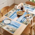 thumbnail image 5 of Coastal Wave Bliue Placemats Set of 4 Ocean Oil Painting Sea Beach Plant Place Mats Indoor Wipeable Table Mats Washable Cloth Dining Table Placemats for Kitchen Holiday Party Home Decor 13x19 Inch, 5 of 9