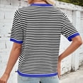 thumbnail image 7 of Trendfront Womens Crew Neck Short Sleeve T Shirts Horizontal Striped Tee Soft Lightweight Breathable Classic Stylish Tops, 7 of 7