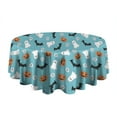 thumbnail image 5 of Blue Halloween Ghosts Pumpkins Skulls and Bats Round Tablecloth 60"x60",Wrinkle Wipeable Table Cloth for Kitchen Dining Room Picnic Patio Party, 5 of 6