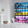 thumbnail image 2 of Coastal Palm Tree and Sunset Shower Curtain 72x72, Hawaii Island Vibes, Quick-Dry Polyester with Hooks, 2 of 5