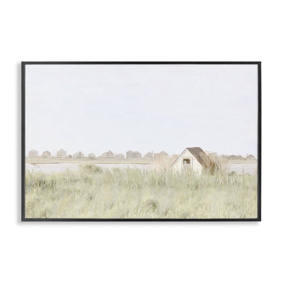 Stupell Industries Swaying Grass By Cottage Landscape & Nature Painting Black Framed Art Print Wall Art, 18 x 12