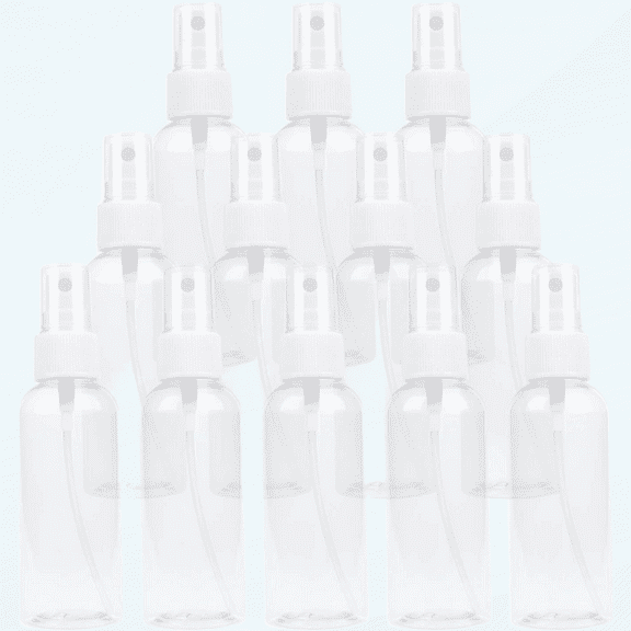12 Pack 2 oz Fine Mist Spray Bottles, Transparent Plastic, Refillable