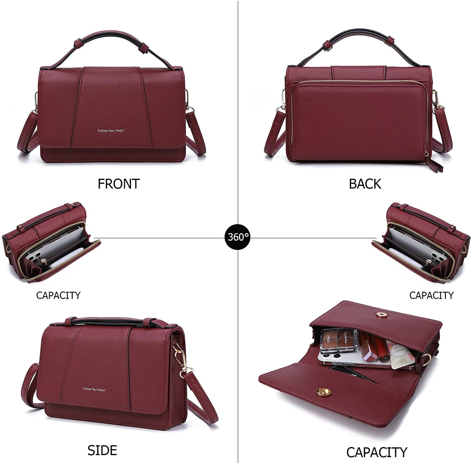 Small Crossbody Handbag for Women, Lightweight Shoulder Messenger Bag Clutch Purse Top Handle Phone Bag