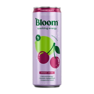 Bloom Nutrition Sparkling Energy Drink, Cherry Lime, 12 fl oz Single Can