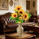 thumbnail image 4 of Girasol De Seda 6 tallos artificiales de girasol amarillos,flores de seda artificiales,ramo para arreglos florales en jarrones,centros de mesa para bodas y decoración del hogar (1 pieza) Rkxzt, 4 of 6