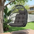 thumbnail image 4 of RADIATA Foldable Hanging Egg Chair Without Stand, Dark Gray Wicker Rattan Swing Hammock Chair with Cushion and Pillow, Indoor Outdoor Egg Chair for Bedroom Patio Garden, 350 lbs Capacity, 4 of 10
