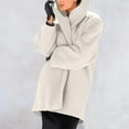 thumbnail image 7 of Women's Single Breasted Hooded Jacket Casual Trench Coat Fall Pea Coats Winter Overcoat Jacket White M, 7 of 7