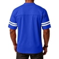 thumbnail image 4 of Laqbezok Men's V-Neck Varsity Stripe T-Shirt, Casual Short Sleeve Athletic Tee, Lightweight Breathable Fashion Pullover with Double Sleeve Stripes, 4 of 6