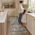 thumbnail image 3 of SIXHOME 2'x8' Runner Rug for Hallway, Washable Vintage Rug, Soft Retro Distressed Indoor Carpet, Neutral Non-Slip Rug for Bedroom, Green, 3 of 5