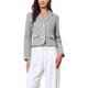 thumbnail image 1 of Chaqueta de tweed casual elegante para mujer, blazer corto de manga larga de doble botonadura, XS gris, 1 of 6