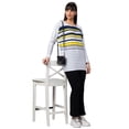 thumbnail image 6 of Globus Women White Striped Boat Neck Longline Top, 6 of 6