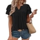 thumbnail image 2 of Camisetas Casuales de Manga Corta de las Mujeres con Cuello en V, Cuello Redondo, Color Sólido Blusa Ligera de Poliéster, 2 of 8