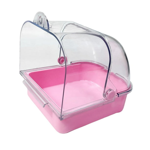 Caja de Baño para pájaros para mascotas, bañera colgante para loros enjaulados, para s y pájaros pequeños Rosa