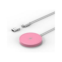 Saluqifa Wireless Charger, 15W Max Fast Magnetic Wireless Charging Pad Compatible with iPhone 15/14/13/12 with USB-A Converter Pink