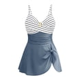thumbnail image 4 of Qholemyo Women's Bathing Suits Color Block Tummy Control Fitted One Piece Swimsuit Cross Back Ruched Swim Dress, 4 of 8