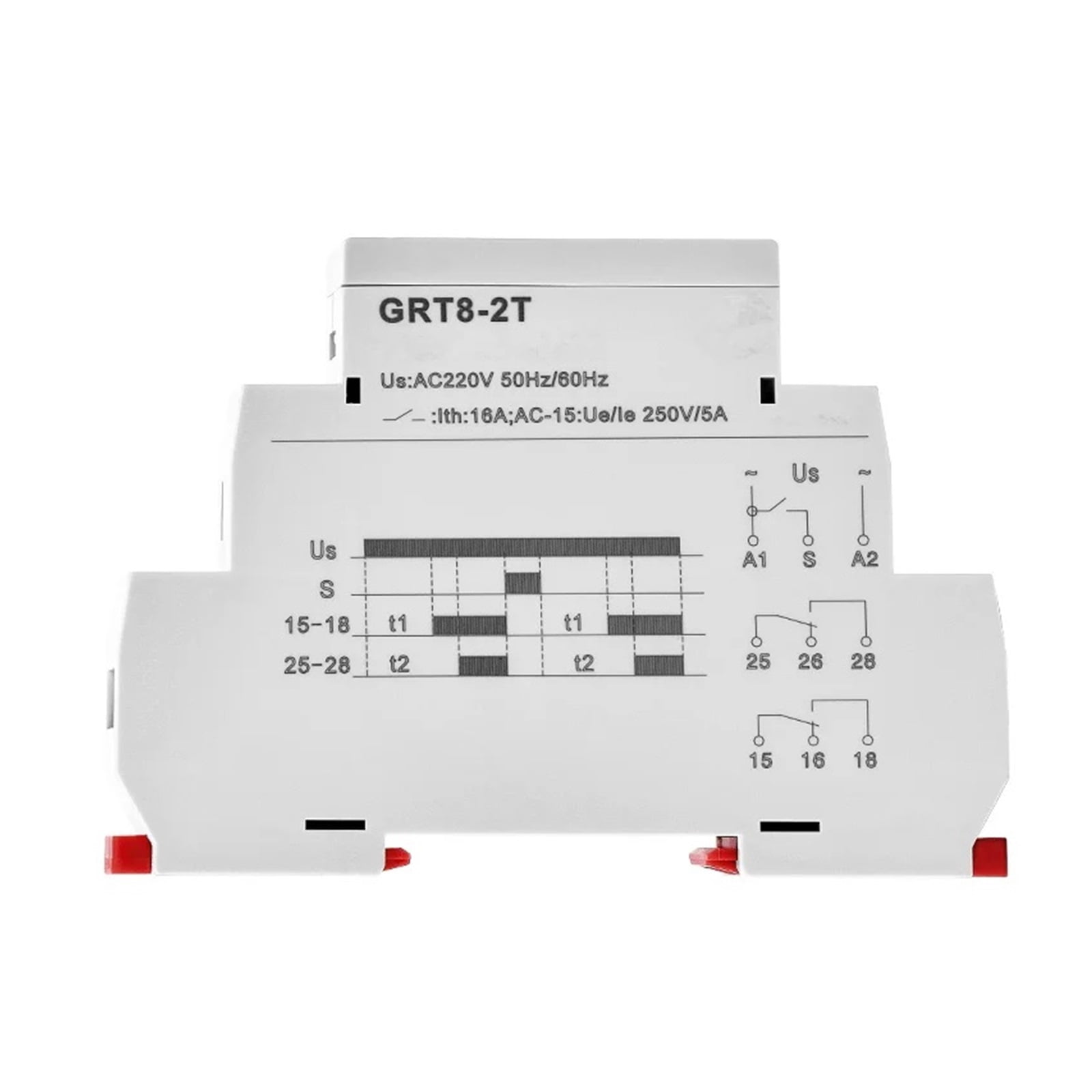 EJYWPSWD GRT8-2T Double Delay on Timer Relay AC230V OR AC/DC12V-240V DPDT Din Rail Type Time Delay Relay