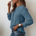 thumbnail image 6 of Women's White Linen V-Neck Button Down Shirt Long Sleeve Spring Summer Casual Wear, 6 of 9
