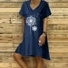 Fashion Womens Summer Print Loose Short Sleeve Dress Plus Size Long Dress TANGNADE Clothing