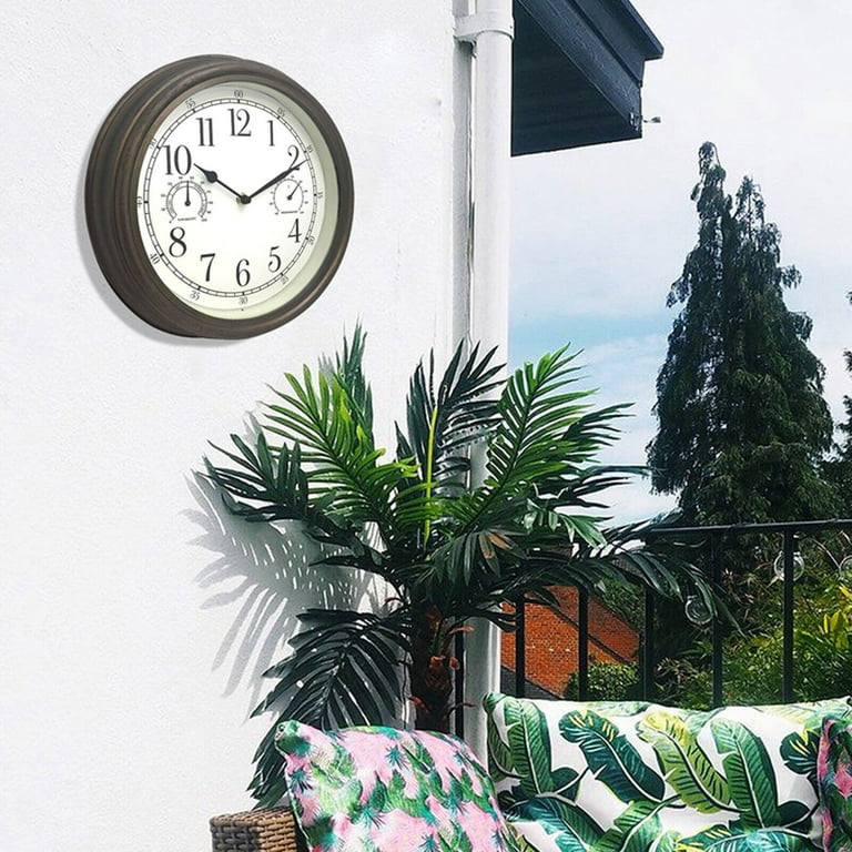 Indoor/Outdoor Analog Wall Clock with Temperature and Humidity