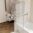 thumbnail image 4 of 43" W x 58" H Bathtub Shower Door with Auto-Return Rotation Shaft, 6mm Tempered Safety Glass, Brushed Nickel Aluminum Frame, Rounded Edges, Inside Outside Installation, 4 of 9