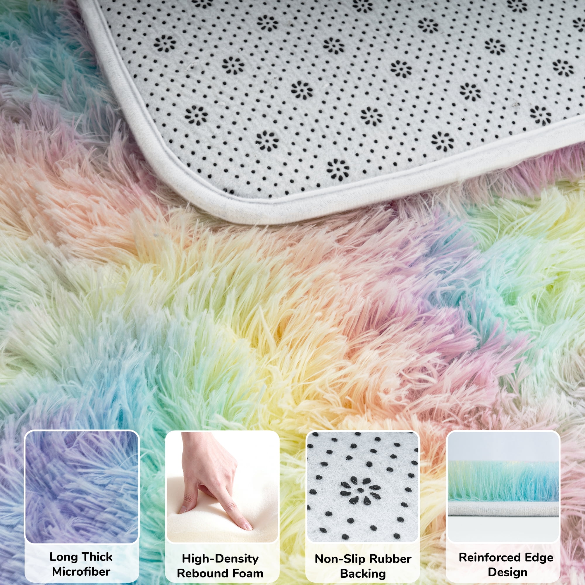 Lalado 8ft x 10ft Shag Area Rug, Soft Fluffy Indoor Tie-Dye Area Rugs for Living Room Bedroom Decor Carpet, Rainbow Pink
