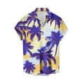 thumbnail image 1 of Mens Manga Corta Botón Abajo Camisas Casual Suelto Impreso Cardigan Girar Cuello Blusa, Transpirable para el Entrenamiento, 1 of 1