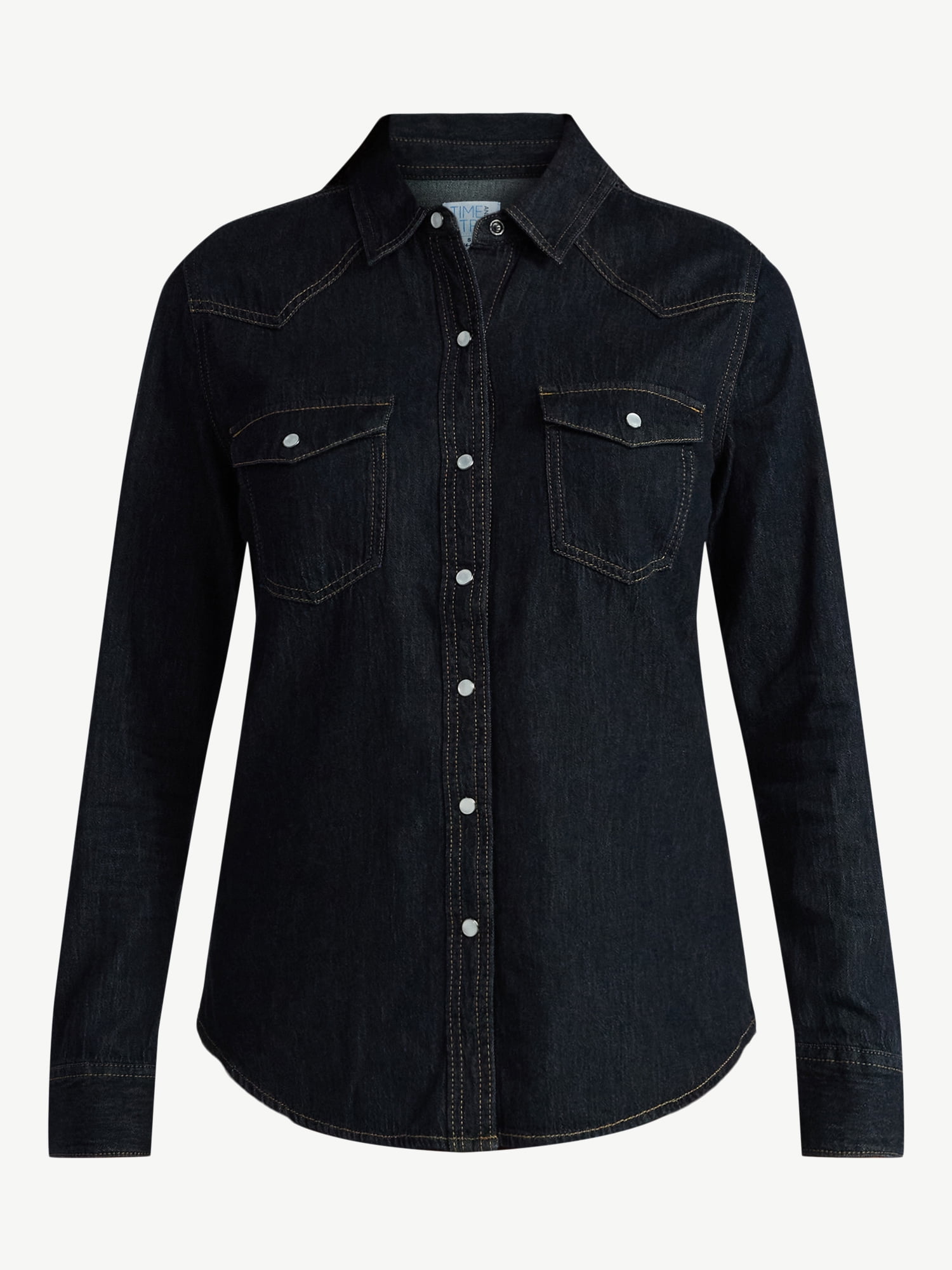 Time and Tru Women’s Lightweight Cotton Denim Shirt, Sizes XS-3XL