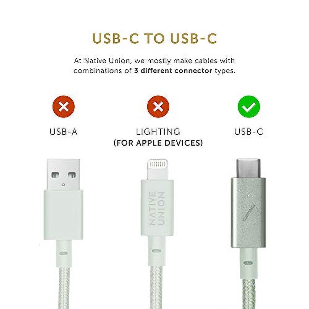 Native Union Belt Cable Pro - 100W USB Type C - 8ft Ultra-Strong Charging Cable for Laptop (Sage)