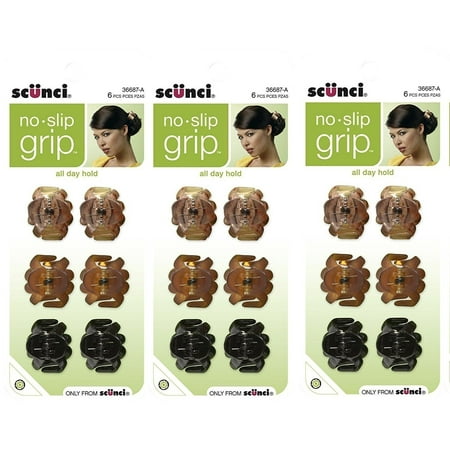 Scunci No Slip Grip Jaw No Slip Octopus Jaw Clips, 18 ct, Mini, 2.5 cm, No-Slip Grip won't slide out of your hair By Scunci ()