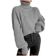 thumbnail image 2 of Honeeladyy Fashion Women Solid Long Sleeve Pullove Turtleneck-Neck Casual Sweater Tops, 2 of 6