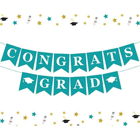 Teal Graduation Party Decorations 2023 - Congrats Grad Banner Teal Class of 2023 Graduation Supplies for Home Graduation Party Classroom College Senior High School Prom Decorations