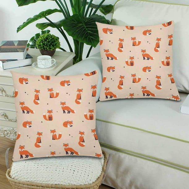 GCKG Cute Cartoon Fox Pillowcase Throw Pillow Covers 18x18 inches