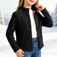 thumbnail image 2 of fatyb Kids Girls Fleece Jacket Zip up Sherpa Lined Cropped Coat Stand Collar Long Sleeve Warm Outerwear, 2 of 7