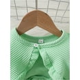 thumbnail image 4 of TiaoBug Toddler Baby Girls Flower Print Sundress with Cardigan Waffle Coat Spring Summer Dress Outfits Green-A 12-18M, 4 of 7