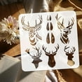 thumbnail image 3 of Deer Head Painting Stencil 11.8x11.8 inch Deer Horn Plastic Stencil Reusable Elk Pattern Drawing Template Animal Theme Craft Stencil for Painting on Wall Furniture DIY Home Decor, 3 of 7