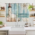 thumbnail image 2 of Coastal Nautical Kitchen Curtains 63 Inch Length, Summer Beach Wave Starfish Shell Grommet Top Bedroom Living Room Curtains, Light Filtering Cafe Curtain Drapes 2 Panels Set 104''x63'', 2 of 9