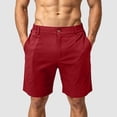 thumbnail image 2 of idosla Men's Cotton Chino Shorts Casual Elastic Waist Drawstring 7 Inch Summer Beach Golf Shorts with Pockets (Red, XL), 2 of 7
