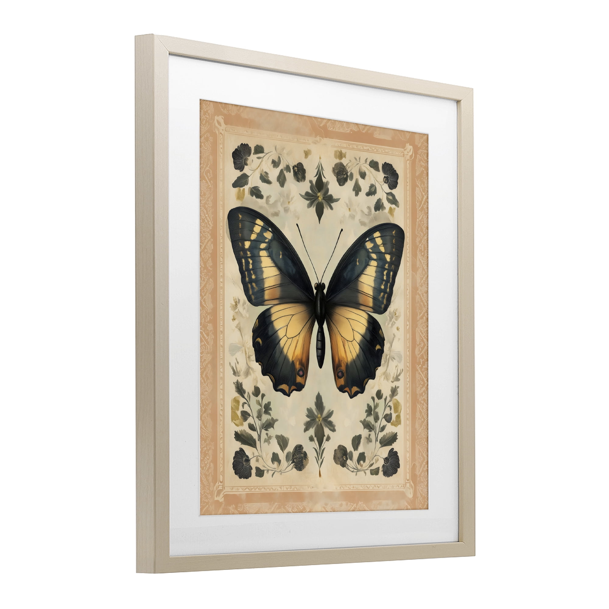 Stupell Industries Vintage Butterfly Botanical Illustration Birch Framed Print Under Glass, design by Arlington Prints
