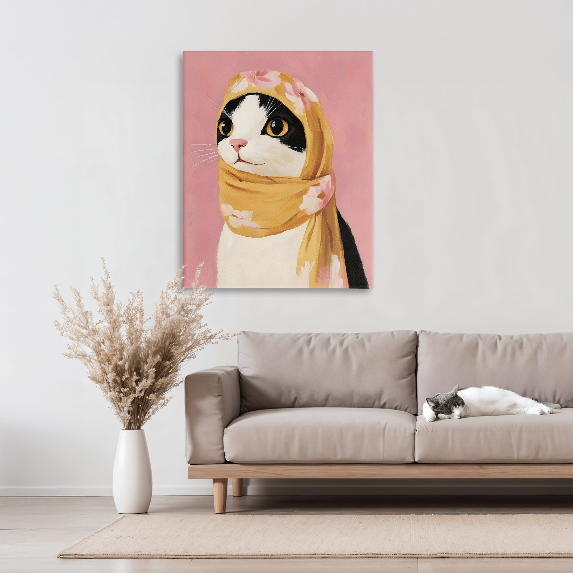 Stupell Industries Cat Babushka in Yellow Scarf Canvas Wall Art, design by The Prints Vibe