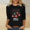 thumbnail image 3 of Fmbrln Christmas Shirts for Women Plus Size 3/4 Sleeve Crew Neck Merry Christmas Print Tunic Tops Fashion Casual Loose Fit Holiday Party Blouse, 3 of 5