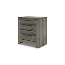 Signature Design by Ashley Fondenlane Two Drawer Night Stand with USB Charging, Weathered Gray