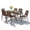 7pcsPlastic-Brown, variant on Patio Dining Set of 7, Outdoor Table and Chairs Textilene Design, Patio Furniture with Rectangle Plastic-wood Table, Space-saving Dining Table Set Stackable Design, Gray