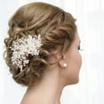 thumbnail image 3 of EeaseCA Wedding Flower Hair Comb Bride Headpiece Pear Hair Accessories Hair Comb, 3 of 8