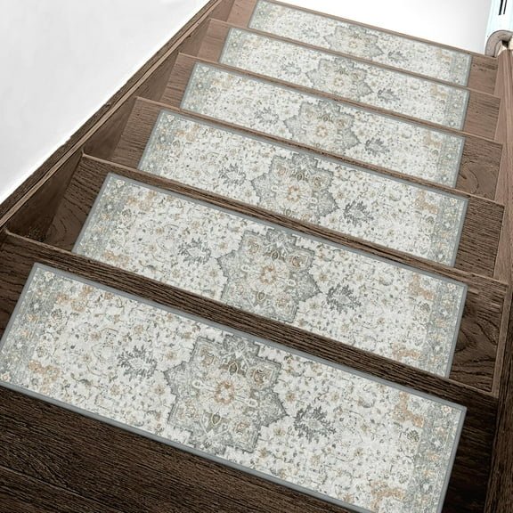 Wooden steps with anti slip stair treads and indoor safety carpets. Different colors to choose from