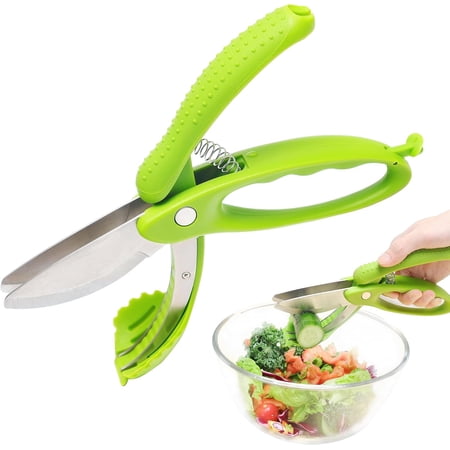 ABCISI Double Blade Salad Scissors Salad Cutter Stainless Steel Sharp Kitchen Gadget All Purpose Chopper for Herb Fruit Vegetable for Salad Enthusiasts