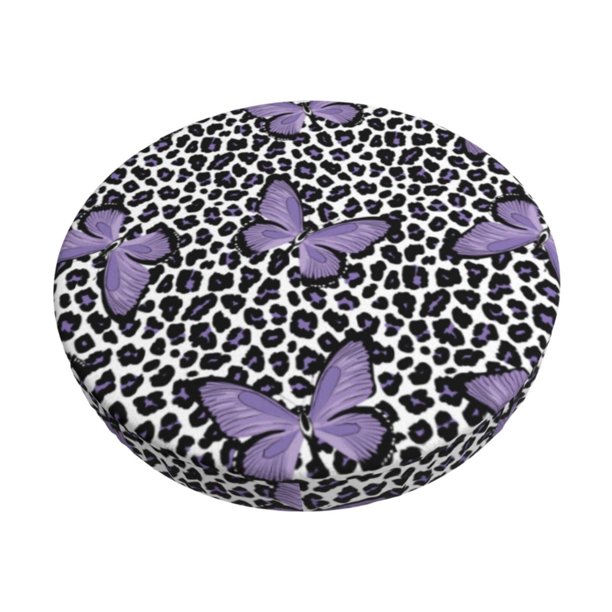 Disketp Purple Butterflies Funda Redonda para Taburete, Funda de Cojín para Silla de Bar Suave y Elástica-13 inch