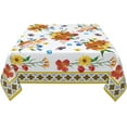thumbnail image 2 of Modern Bohemian Floral Tablecloth Square 60 In Blue Yellow Red Flowers Washable Wrinkle Stain-Resistant Polyester Table Cloth Spring Summer Autumn Decorations For Party Picnic Dinner Indoor Outdoor, 2 of 5