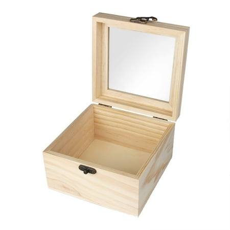 - Storage Box Wooden With Lid Golden Lock Postcard Organizer Handmade Jewelry Case