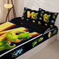 thumbnail image 3 of Homewish Kids Dinosaur Zipper Twin Comforter Sets with Fitted Sheet and 2 Pillowcases for Boys Girls, Dino Letter W Zipper Bedding Set,4-Piece, Black Reversible, 3 of 6